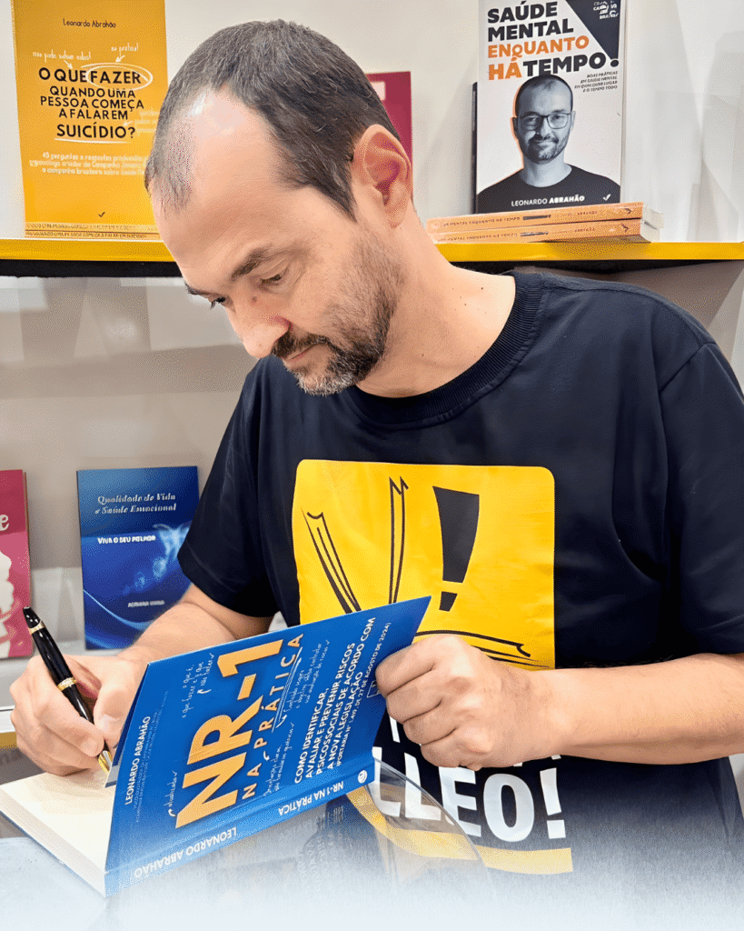 Livro NR1 na Prática do Leonardo Abrahão criador do Janeiro Branco e autor de diversos livros
